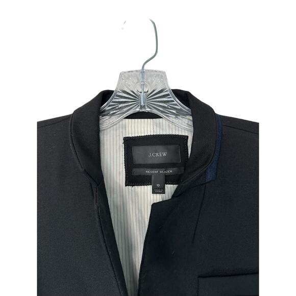 J.Crew Regent Blazer Black Wool Flannel‎ Preppy Academia Work Office Size 10 - Picture 3 of 11